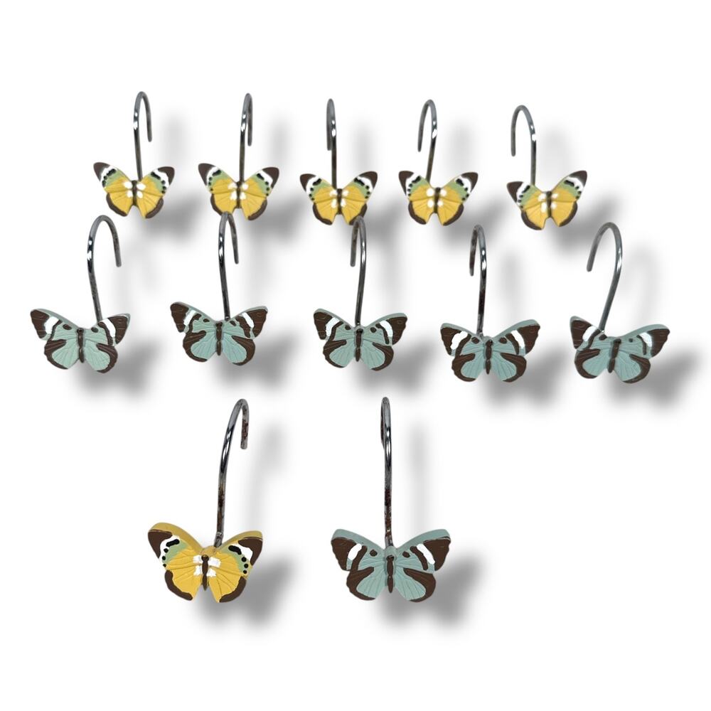 Butterfly Shower Curtain Hooks Rings Bathroom Hardware Accessories Lot of 12‎